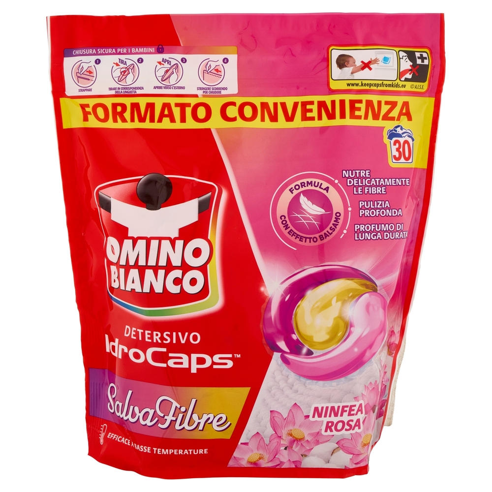 Omino Bianco Detersivo IdroCaps Salvafibre Doypack 30 caps 570 ml